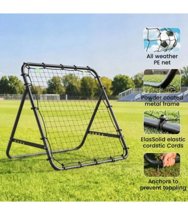 HOMCOM Adjustable Rebounder Net Kickback Target Goal for Teens Adults Training, Black