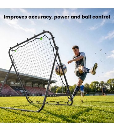 HOMCOM Adjustable Rebounder Net Kickback Target Goal for Teens Adults Training, Black