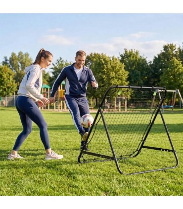 HOMCOM Adjustable Rebounder Net Kickback Target Goal for Teens Adults Training, Black