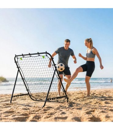 HOMCOM Adjustable Rebounder Net Kickback Target Goal for Teens Adults Training, Black