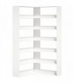 HOMCOM 7 Tiers Bookshelf, L-Shaped Corner Bookcase with Anti-Slip Rear Guard, White Wood Effect