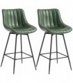 HOMCOM Set of 2 PU Leather Swivel Bar Stools - Dark Green