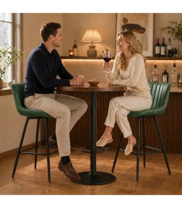 HOMCOM Set of 2 PU Leather Swivel Bar Stools - Dark Green