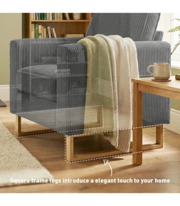HOMCOM Accent Chair with Pocket Spring, Modern Industrial Armchair with Metal Legs for Livingroom Dark Grey