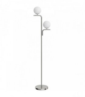 HOMCOM LED Floor Lamp, Modern Standing Lamp with 3 Colour Temperatures, Globe Glass Shades and Foot Switch, Silver Tone