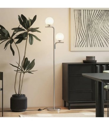 HOMCOM LED Floor Lamp, Modern Standing Lamp with 3 Colour Temperatures, Globe Glass Shades and Foot Switch, Silver Tone