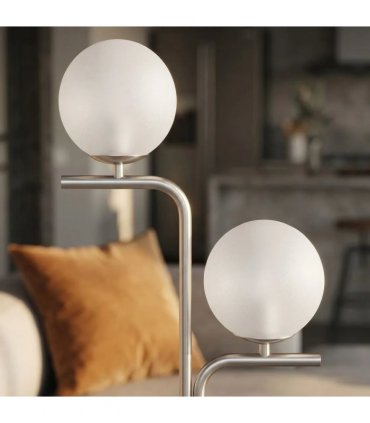 HOMCOM LED Floor Lamp, Modern Standing Lamp with 3 Colour Temperatures, Globe Glass Shades and Foot Switch, Silver Tone