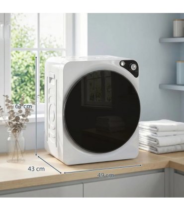 HOMCOM 5kg Vented Tumble Dryer, 1000W Compact Tumble Dryer with 5 Drying Modes, Stainless Steel Tub, White