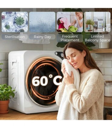 HOMCOM 5kg Vented Tumble Dryer, 1000W Compact Tumble Dryer with 5 Drying Modes, Stainless Steel Tub, White