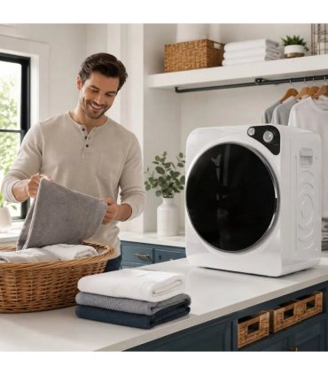 HOMCOM 5kg Vented Tumble Dryer, 1000W Compact Tumble Dryer with 5 Drying Modes, Stainless Steel Tub, White