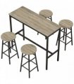 HOMCOM 5 Piece Bar Table Set with 4 Stools, Industrial Bar Table and Stool Set, Dining Table and Chair Set, Grey