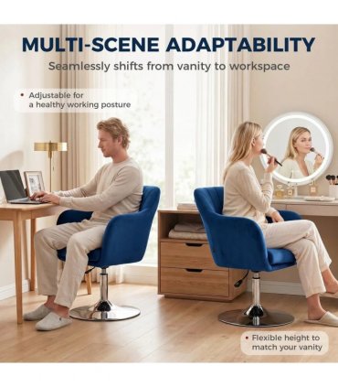 HOMCOM Retro Velvet Swivel Tub Chair with Steel Frame, Cushion Seat, Dark Blue