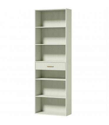 HOMCOM Bookcase Narrow Tall Space-Saving Bookshelf Drawer Open Shelves 60 x 24 x 182 cm Light Green