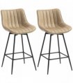 HOMCOM Set of 2 PU Leather Swivel Bar Stools - Light Brown