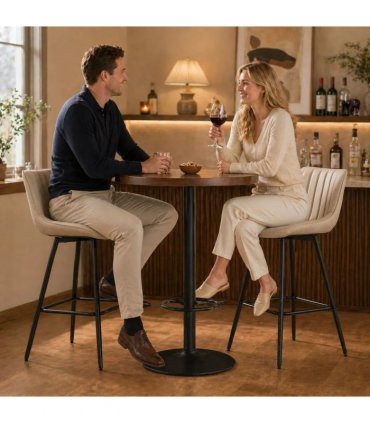 HOMCOM Set of 2 PU Leather Swivel Bar Stools - Light Brown