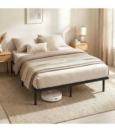 HOMCOM 5ft King Bed Frame with Underbed Storage, Metal Platform Bed Frame with Steel Slat Support, No Box Spring Needed