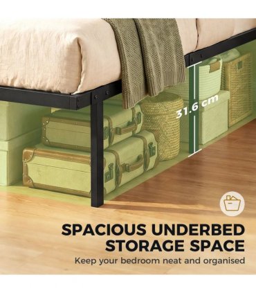 HOMCOM 5ft King Bed Frame with Underbed Storage, Metal Platform Bed Frame with Steel Slat Support, No Box Spring Needed
