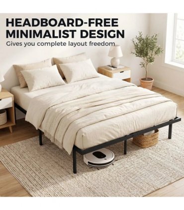 HOMCOM 5ft King Bed Frame with Underbed Storage, Metal Platform Bed Frame with Steel Slat Support, No Box Spring Needed