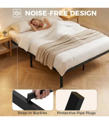 HOMCOM 5ft King Bed Frame with Underbed Storage, Metal Platform Bed Frame with Steel Slat Support, No Box Spring Needed