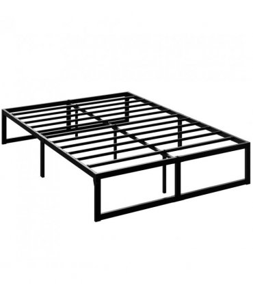 HOMCOM 4ft6 Double Bed Frame with Underbed Storage and Steel Slat Support, 32.5 cm Height, Noise-Free, Black
