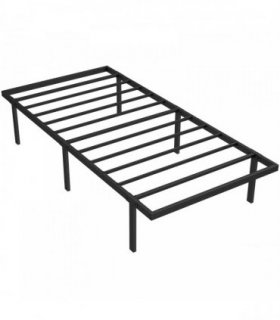 HOMCOM 3ft Single Bed Frame with Underbed Storage, Metal Platform Bed Frame with Steel Slat Support, No Box Spring Needed