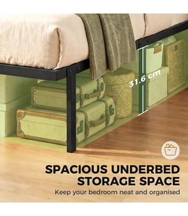 HOMCOM 3ft Single Bed Frame with Underbed Storage, Metal Platform Bed Frame with Steel Slat Support, No Box Spring Needed