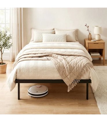 HOMCOM 3ft Single Bed Frame with Underbed Storage, Metal Platform Bed Frame with Steel Slat Support, No Box Spring Needed