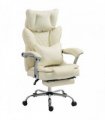 HOMCOM Executive Office Chair, PU Big and Tall Office Chair 180 kg with Wide Seat, Reclining, Lumbar Support, Beige