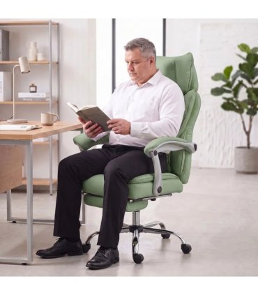 HOMCOM Executive Office Chair, PU Big and Tall Office Chair 180 kg with Wide Seat, Reclining, Lumbar Support, Light Green