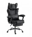 HOMCOM Executive Office Chair, Leathaire Big and Tall Office Chair 180 kg with Wide Seat, Reclining, Lumbar Support, Black