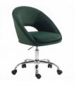 HOMCOM Velvet Desk Chair, Modern Office Chair with Height-Adjustable, Wheels, for Home Study Bedroom, Dark Green