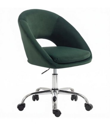 HOMCOM Velvet Desk Chair, Modern Office Chair with Height-Adjustable, Wheels, for Home Study Bedroom, Dark Green