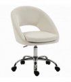 HOMCOM Velvet Desk Chair, Modern Office Chair with Height-Adjustable, Wheels, for Home Study Bedroom, Cream