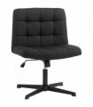 HOMCOM Armless Office Chair, Cross Legged Linen Computer Desk Vanity Chair with Wide Seat, Rocking Function, Black
