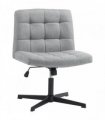 HOMCOM Armless Office Chair, Cross Legged Linen Computer Desk Vanity Chair with Wide Seat, Rocking Function, Grey