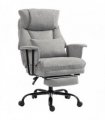 HOMCOM Office Chair, 180kg Heavy Duty Linen Computer Desk Chair with Lumbar Support, Wide Seat, Spring Cushion, Grey
