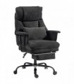 HOMCOM Office Chair, 180kg Heavy Duty Linen Computer Desk Chair with Lumbar Support, Wide Seat, Spring Cushion, Black