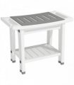 HOMCOM Shower Bench 2-Tier Shower Stool Bathroom with Shelf White and Grey