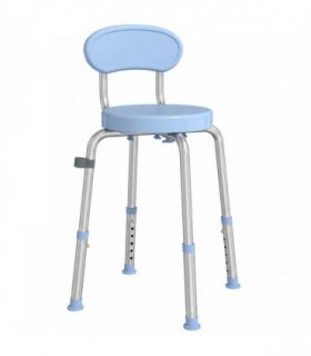 HOMCOM 360° Swivel Shower Stool with Aluminium Frame, 5-Level Adjustable Height, Backrest, Non-Slip Shower Chair for Elderly