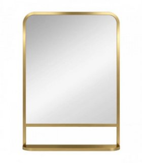 HOMCOM Modern Rectangular Wall Mirror with Storage Shelf, 70 x 50 cm, Gold Tone
