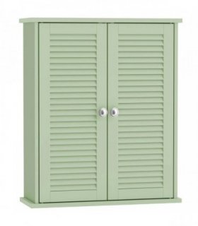 HOMCOM Bathroom Cabinet, Bathroom Wall Cabinet with Louvered Doors and Adjustable Shelf Storage for Kitchen, Light Green
