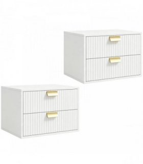 HOMCOM Modern Floating Nightstands Set of 2, Wall Mounted Bedside Tables with 2 Drawers, White
