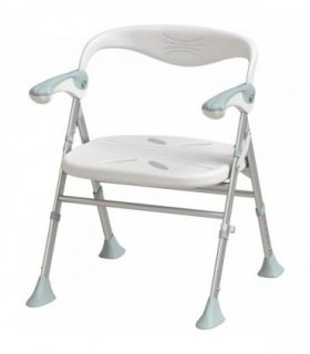 HOMCOM Foldable Shower Chair with Flip-Up Armrests, Shower Stool with Adjustable Height, Tool-Free Assembly, 136 kg