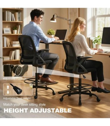HOMCOM Painting Chair, Mesh Computer Desk Chair with Flip-up Armrests, Black