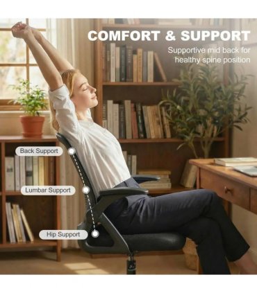 HOMCOM Painting Chair, Mesh Computer Desk Chair with Flip-up Armrests, Black