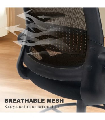 HOMCOM Painting Chair, Mesh Computer Desk Chair with Flip-up Armrests, Black