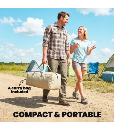 Outsunny Inflatable Camping Tent with Rainfly, 2-3 Man Air Tent 3000mm Waterproof Blow Up Tents, Beige