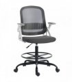 HOMCOM Painting Chair, Mesh Computer Desk Chair with Flip-up Armrests, Grey