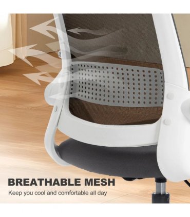 HOMCOM Painting Chair, Mesh Computer Desk Chair with Flip-up Armrests, Grey