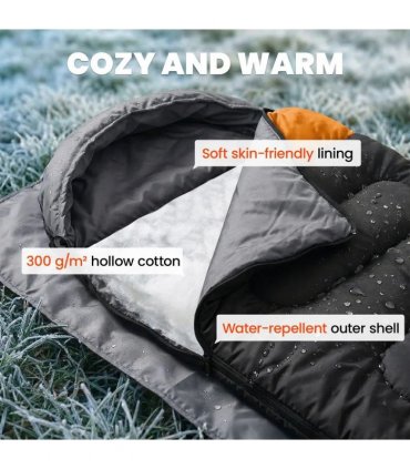 Outsunny Sleeping Bag for Adults, Lightweight & Compact Sleeping Bag, 3 Seasons, Grey